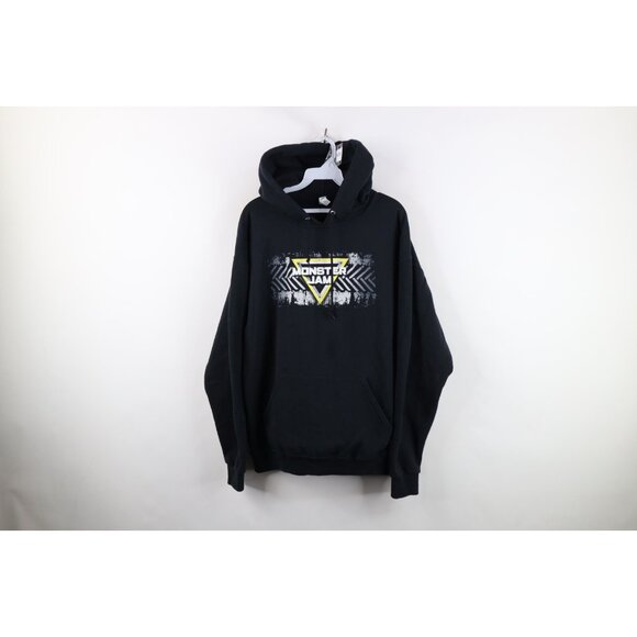 Vintage Y2K Mens Large Distressed Monster Jam Monster Trucks Hoodie Sweatshirt - Picture 1 of 13